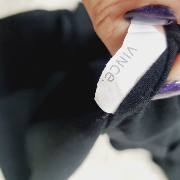 Vince  sheer  V neck Long sleeve  solid black silky blouse size  small - Picture 15 of 15